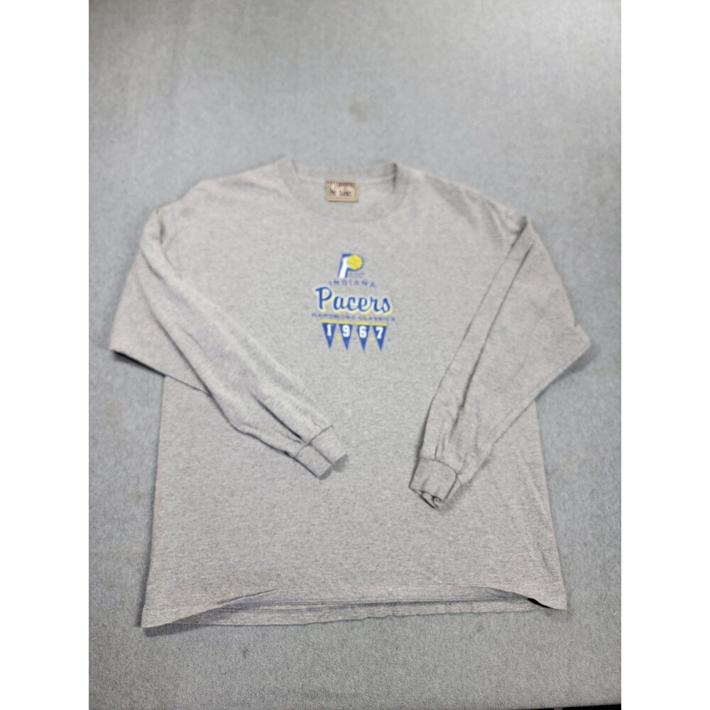 Vintage Indiana Pacers Shirt Mens L Gray Graphic NBA Hardwood Classics Basketbal